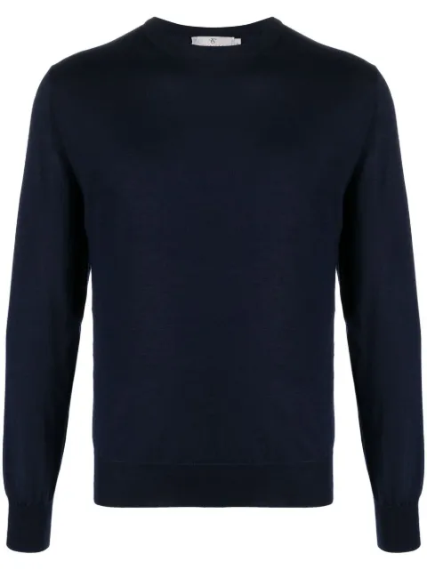 Canali ribbed-knit crew neck sweatshirt Blue MX01046C0012