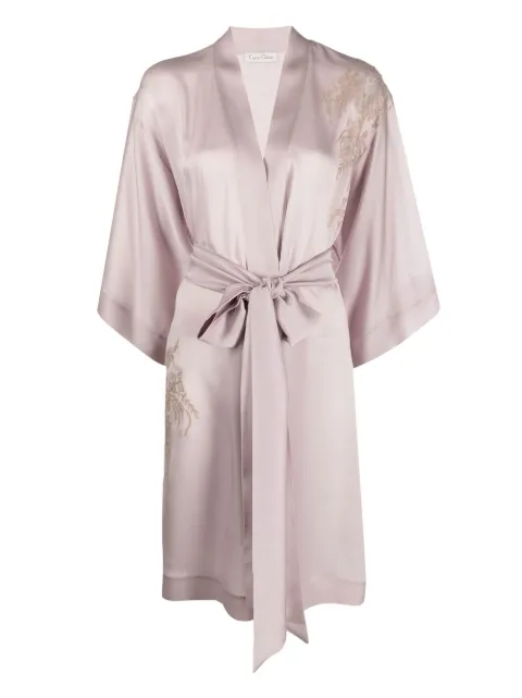 Carine Gilson lace-applique silk robe Purple VE0968GPW22PMECUI