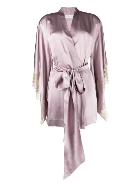 Carine Gilson lace-detail belted silk robe Pink VE0908DSW22LILCUI
