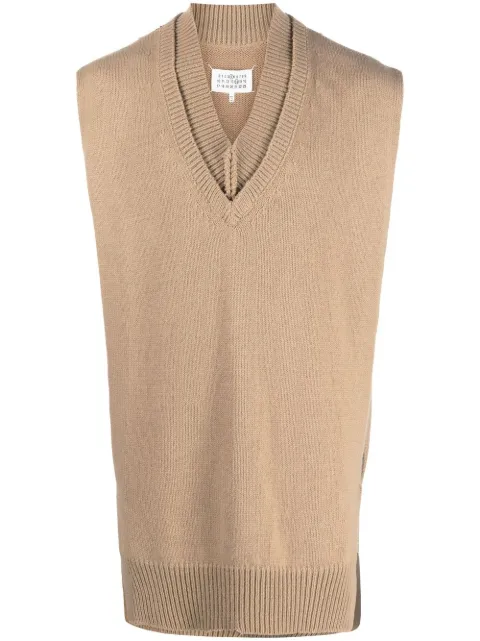Maison Margiela layered V-neck vest Brown SI1TH0001S18064