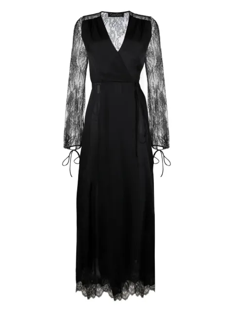 Carine Gilson long déshabilllé nightgown Black VE1733WPW22BLKBLK