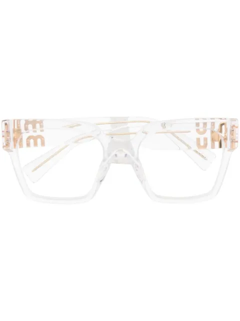 Miu Miu Eyewear logo-plaque transparent glasses White MU04UV