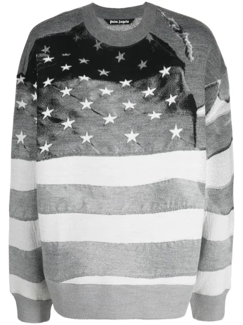 Palm Angels stars and stripes-print sweatshirt Grey PMHE041F22KNI0010810