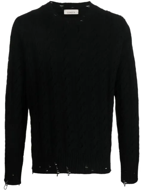 Laneus cable-knit crew neck sweater Black MGU748