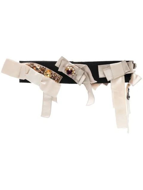 Dolce & Gabbana Pre-Owned 2000s rhinestone-embellished silk belt Black DOGA600RG