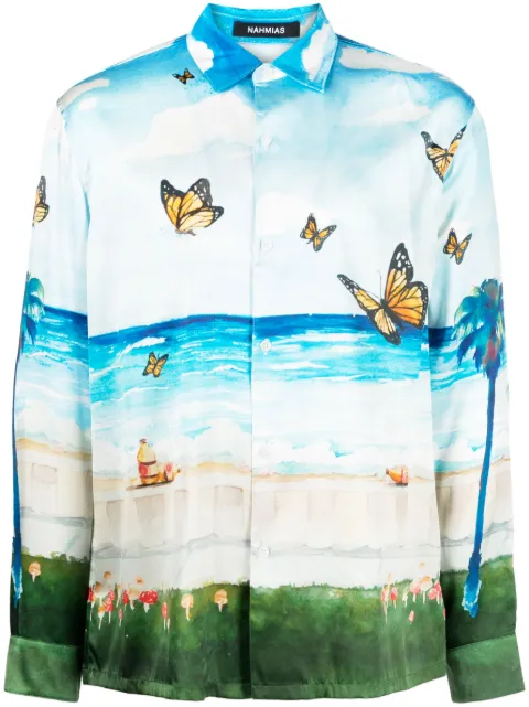 Nahmias Butterfly Beach shirt Blue SS23W24SH5460