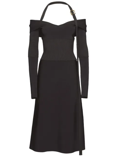 Ferragamo off-shoulder midi dress Black 759663