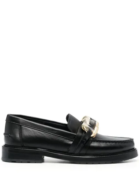 Moschino logo-plaque leather loafers Black MA10383J1FMF0