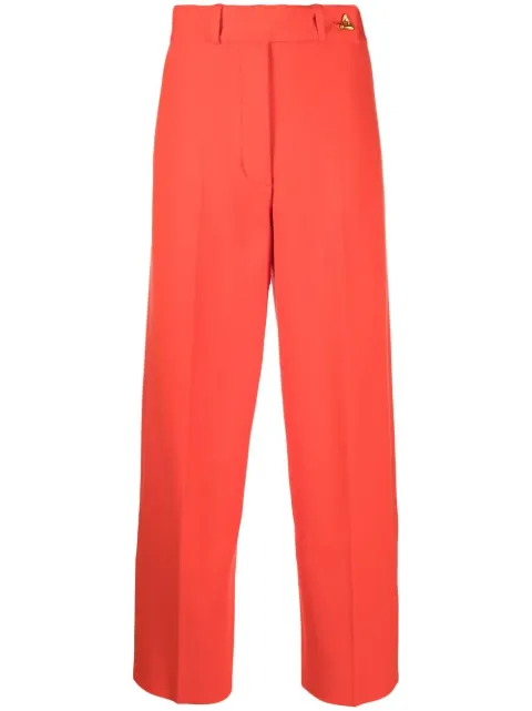 AERON fine-knit felted cropped trousers Red PA203