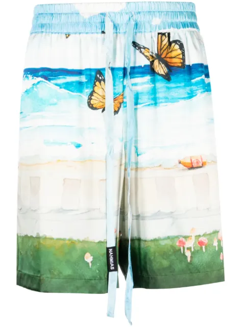 Nahmias Butterfly Beach Silk Shorts Blue SS23W24ST1460