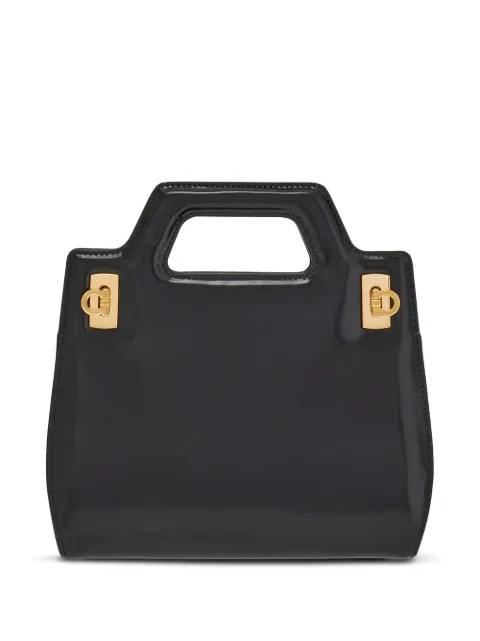 Ferragamo mini Wanda calf leather tote bag Black 760348