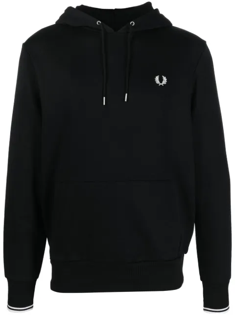 Fred Perry embroidered-logo detail hoodie Black M2643