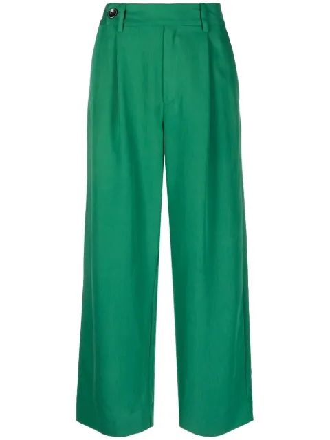Proenza Schouler White Label Drapey Suiting wide-leg tailored trousers Green WL2326157AY147S