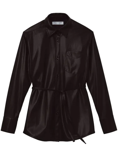 Proenza Schouler White Label faux-leather shirt jacket Black WL2324401LR207