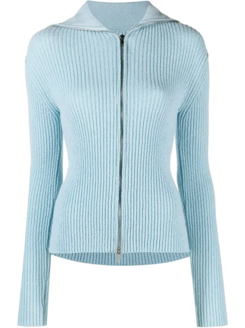 Nanushka rib-knit zipped cardigan Blue NW23RSSW00752