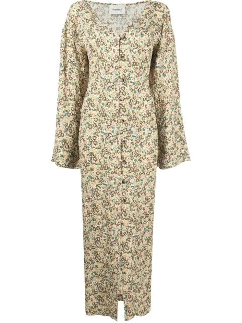 Nanushka floral-print button-down maxi dress Yellow NW23RSDR03073