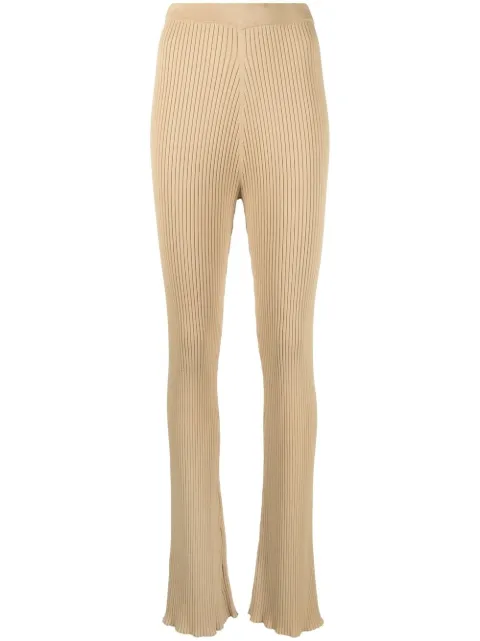 Nanushka ribbed-knit flared trousers Neutrals NW23RSPA00273
