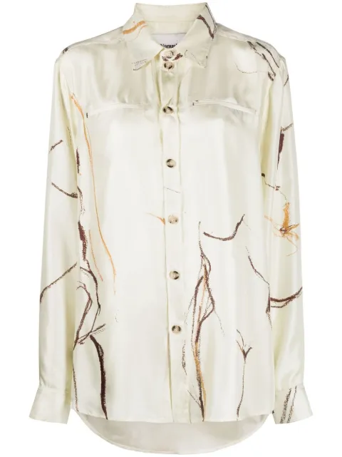 Nanushka oversize printed silk shirt Neutrals NW23RSSH01671