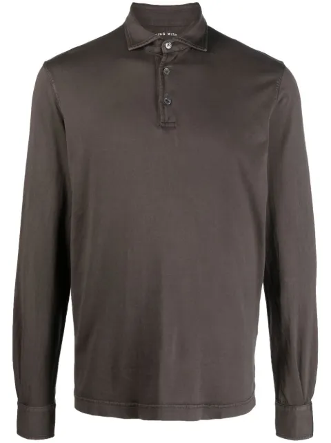 Fedeli long-sleeve polo shirt Brown 5UIF0217