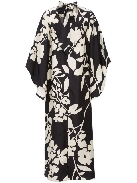 La DoubleJ Magnifico floral-print silk maxi dress Black DRE0212SIL001WIJ0001