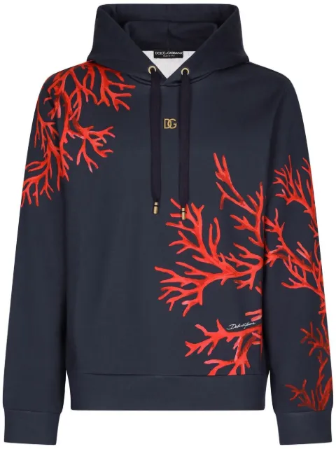 Dolce & Gabbana coral-print pullover hoodie Blue G9YI0ZHI7WK