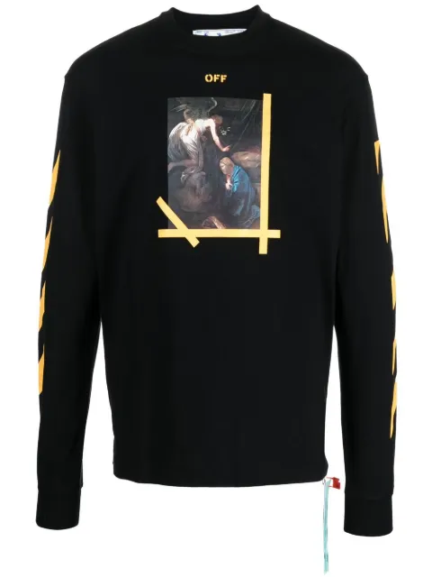 Off-White Caravaggio painting cotton T-shirt Black OMAB064C99JER0111001
