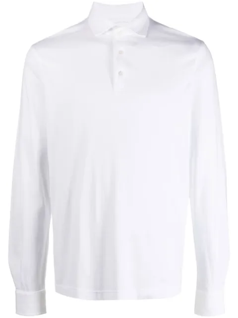 Fedeli long-sleeve polo shirt White 5UIF0217