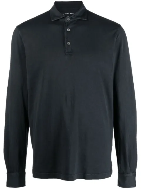 Fedeli long-sleeve polo shirt Blue 5UIF0217