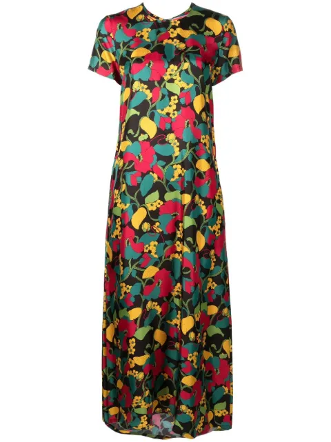 La DoubleJ Swing floral-print silk midi dress Green DRE0001SIL001VIN0001