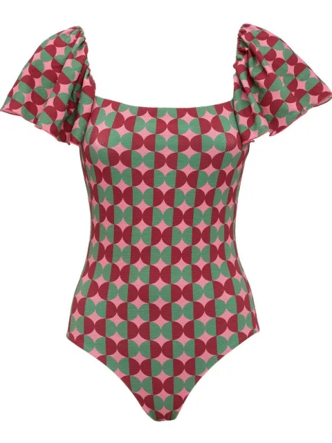 La DoubleJ Scarlett flutter-sleeve swimsuit Pink SWI0034LYC002MEZ0002