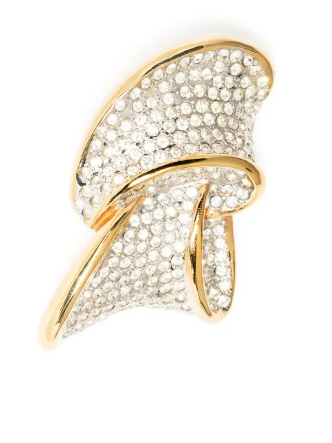Valentino Garavani Pre-Owned 1990s crystal-embellished twist brooch Gold VAL490ZXX