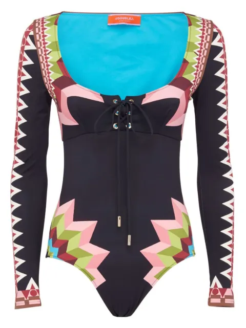 La DoubleJ Sunset geometric-print one-piece Blue SWI0044LYC006SUS0003