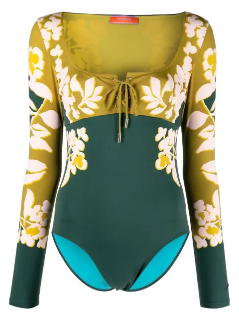 La DoubleJ Sunset printed swimsuit Green SWI0044LYC006JAS0001