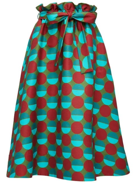 La DoubleJ Sardegna graphic-print A-line skirt Green SKI0043CAD001SFE0015