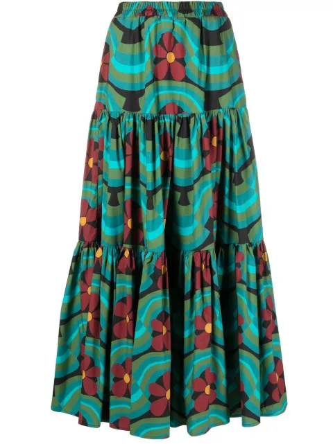La DoubleJ Big tiered skirt Green SKI0001COT001ASH0001