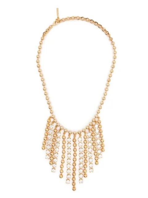Alessandra Rich fringed crystal-bead embellished necklace Gold FABA2714J024