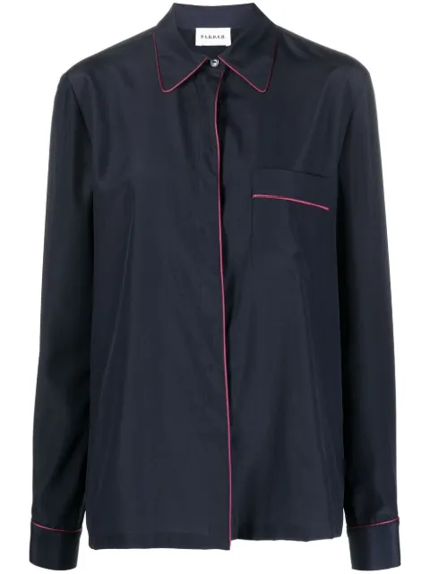 P.A.R.O.S.H. seam-detail button-up shirt Blue D381132ZPALMER