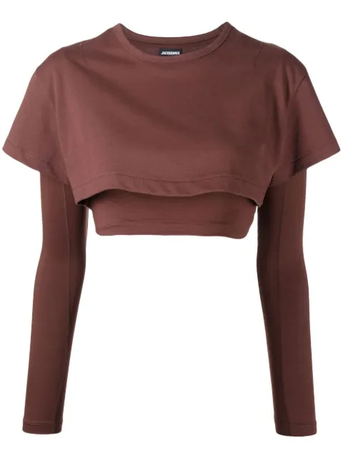 Jacquemus Le Double T-shirt layered top Brown 213JS1002450