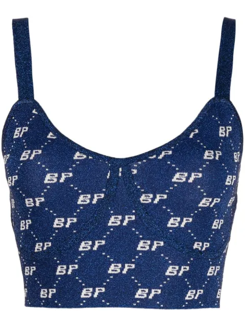 Baum Und Pferdgarten intarsia-knit logo cropped vest Blue 22672