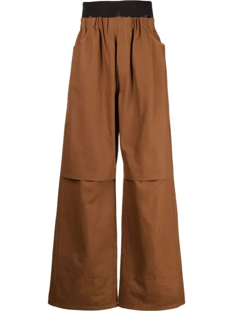 Raf Simons gathered-waist wide-leg trousers Brown 222M31510032