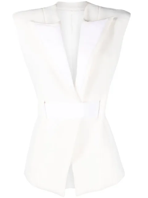 Balmain padded-shoulder belted vest White YF0SA140JD72