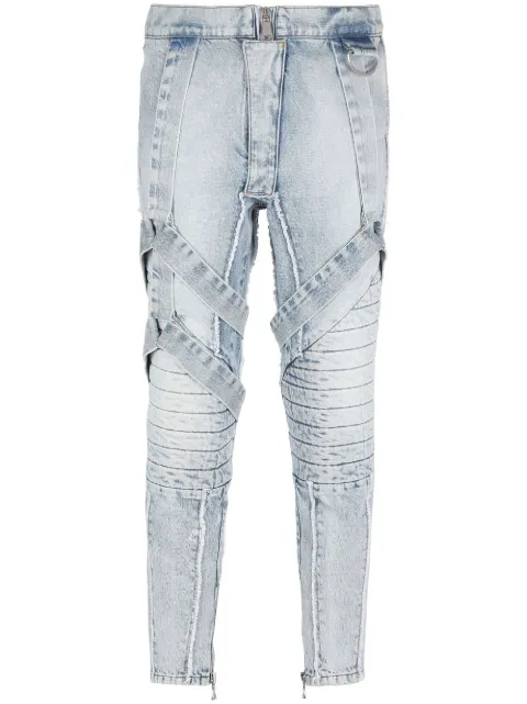 Balmain slim-fit strap jeans Blue YH0MI030DC57