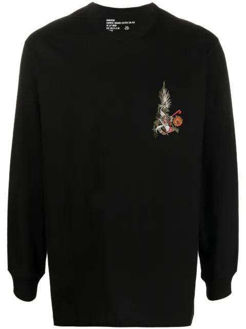 Maharishi graphic-print long-sleeved T-shirt Black 4055