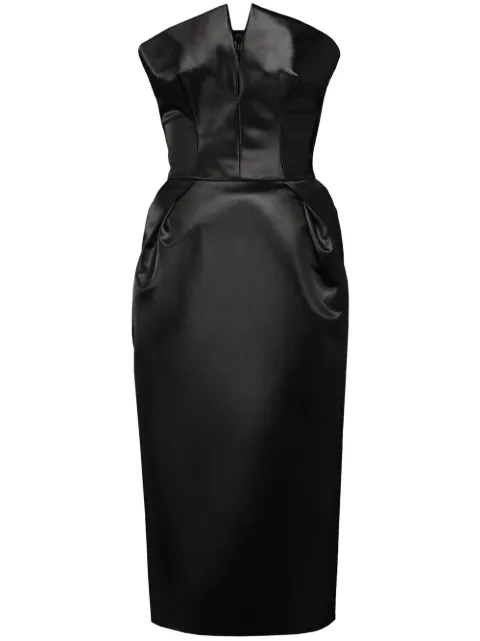 Maison Margiela Cintzed satin midi dress Black S51DD0001S60532