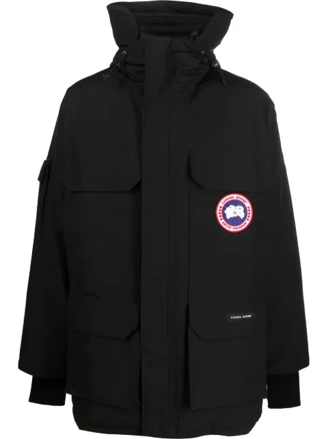 Canada Goose logo-patch hooded down jacket Black 2051M
