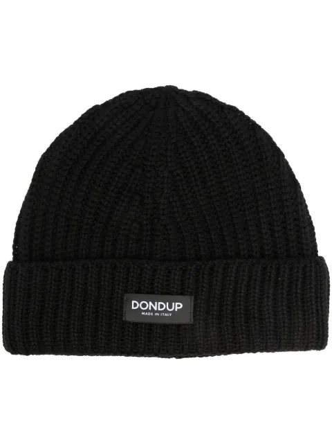 DONDUP logo-patch ribbed-knit beanie Black UQ065Y00474UXXXAW24