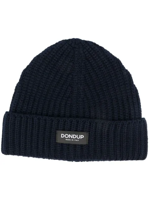 DONDUP logo-patch ribbed-knit beanie Blue UQ065Y00474UXXX