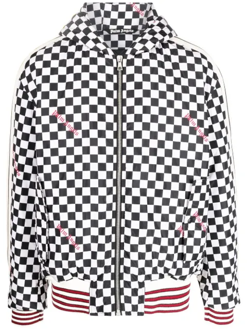 Palm Angels zip-up hooded jacket Black PMEA225F22FAB0011025