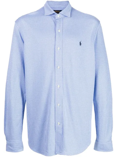 Polo Ralph Lauren logo-embroidered houndstooth shirt Blue 710869973001