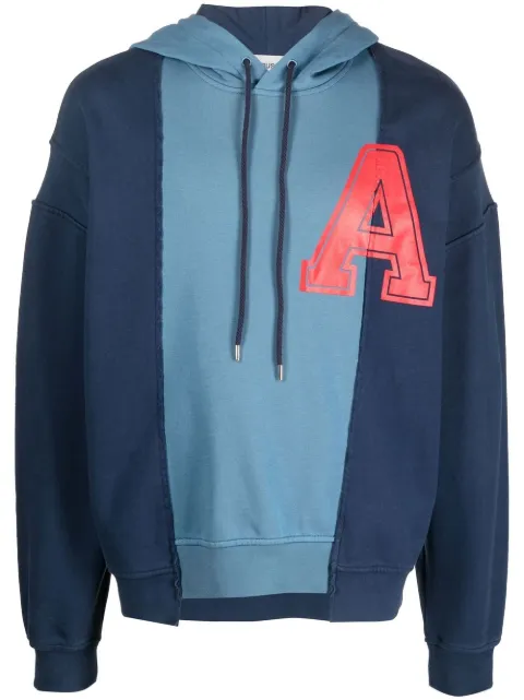 AMBUSH panelled logo-print hoodie Blue BMBB020F22FLE0014425
